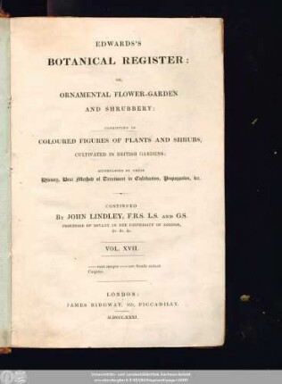N.S. 4 = 17.1831: Edwards's botanical register, or ornamental flower garden and shrubbery