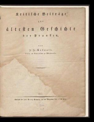 Kritische Beiträge zur ältesten Geschichte der Franken