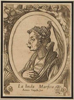 La linda Marfisa (die propere Marfisa), aus der Serie der grotesken Köpfe nach Ariosts "Orlando Furioso"