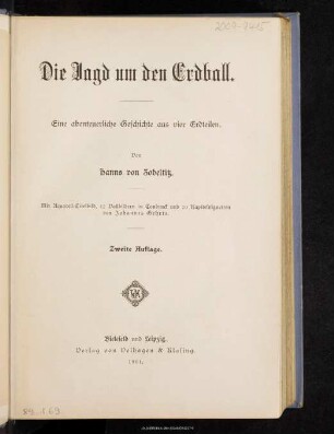 Die Jagd um den Erdball : eine abenteuerliche Geschichte aus 4 Erdteilen