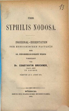 Über syphilis nodosa : Inaug.-Diss.