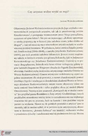 Czy artystce wolno wyjść za mąż?