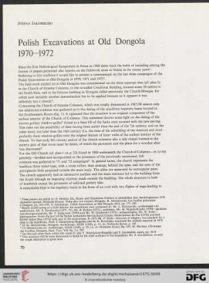 Polish Excavations at Old Dongola 1970-1972