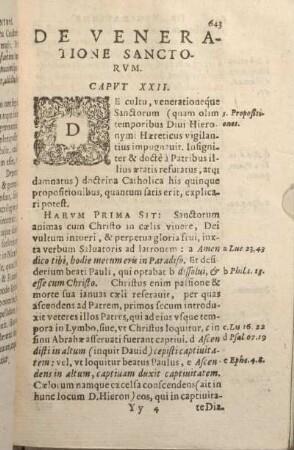 De Veneratione Sanctorvm. Capvt XXII.