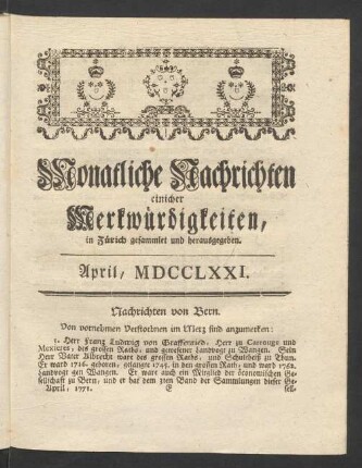 April, MDCCLXXI