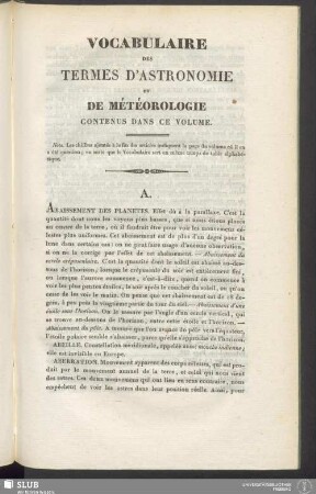 Vocabulaire des termes d'astronomie et de météorologie contenus dans ce volume