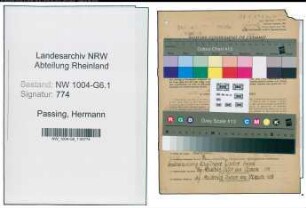 Entnazifizierung Hermann Passing , geb. 29.12.1897 (Schlosser)
