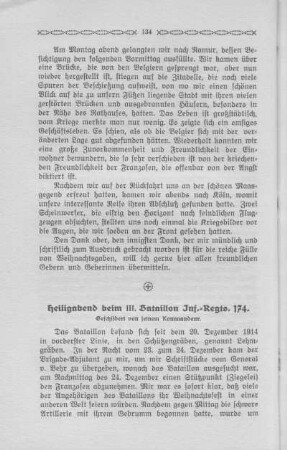 42. Heiligabend beim III. Bataillon Inf.-Regts. 174 - Geschildert von feinem Kommandeur