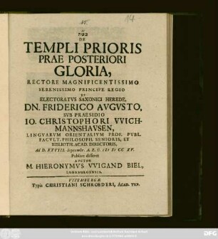 De Templi Prioris Prae Posteriori Gloria
