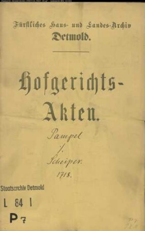 Pampel, Bartold in Talle gegen Hans Scheiper in Hohenhausen - Schuldforderung