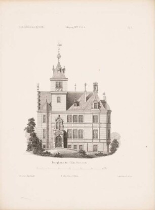 Burghaus, Köln: Ansicht von Westen (aus: Architektonisches Skizzenbuch, H.121/4, 1873)