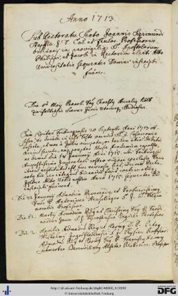 [fol. 194] Rektorat Johann Sigmund Stapf 1713