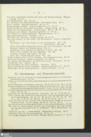 XI. Anschauungs- und Elementarunterricht