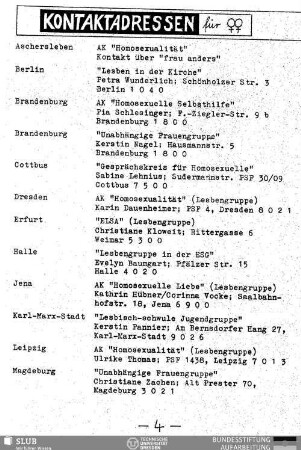 Kontaktadressen für Frauen