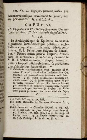 Caput VI. De Episcoporum & Archipiscoporum Germanæ, & prærogativis singularibus.