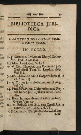 97-113, I. Fontes Juris Civilis Rom. Graeci. Germ. - Comment. in diversos fontes jur. Civ.
