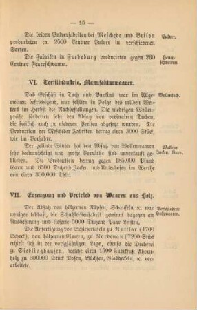 VII. Erzeugung und Vertrieb von Waaren aus Holz.