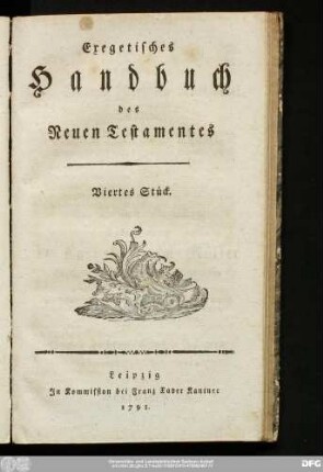 Viertes Stück: Exegetisches Handbuch des Neuen Testamentes