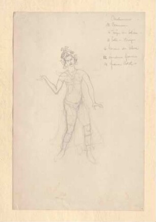 Kostümentwurf einer orientalischen Tänzerin (?) gezeichnet von Bernhard Pankok?