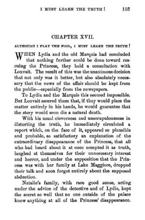 Chapter XVII. Although I Play The Fool, I Must Learn The Truth!