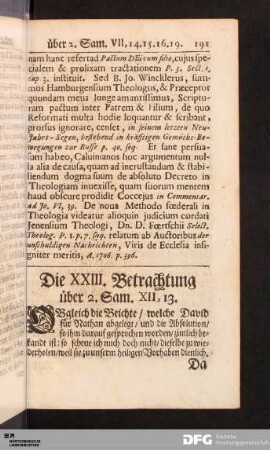 Die XXIII. Betrachtung über 2. Sam. XII, 13.