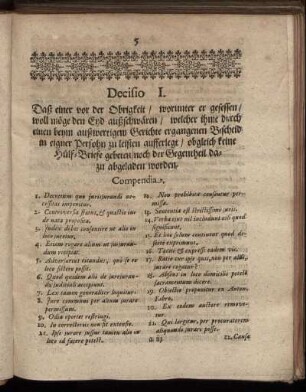 Decisio I. - Decisio VII.