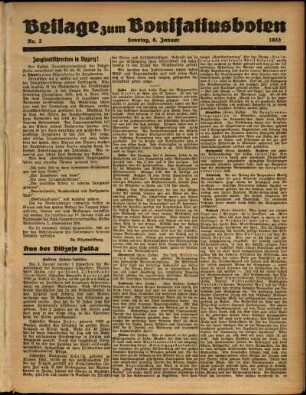 Zweite Ausgabe vom Sonntag, den 08. Januar 1933.
