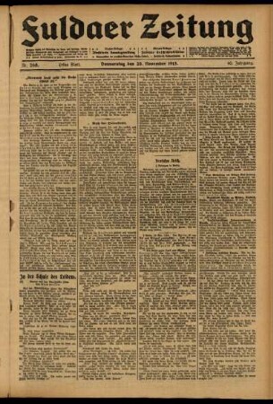 Erste Ausgabe vom Donnerstag, den 20. November 1913.