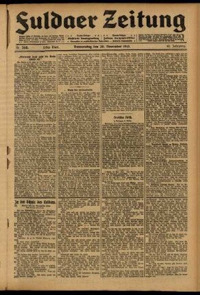 Erste Ausgabe vom Donnerstag, den 20. November 1913.