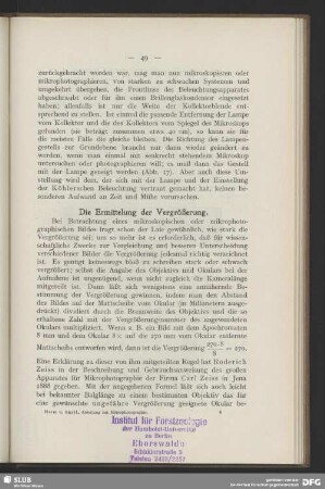 Die Ermittelung der Vergrößerung