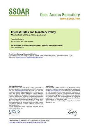 Interest Rates and Monetary Policy