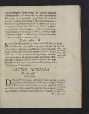 Sectio Secunda.