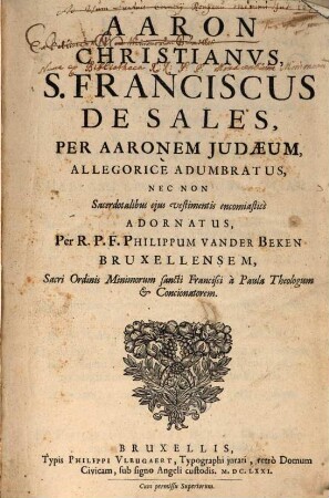 Aaron christianus, Sanctus Franciscus de Sales