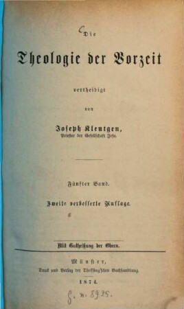 Die Theologie der Vorzeit, 5