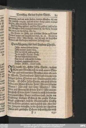 Dancksagung für das Leyden Christi.