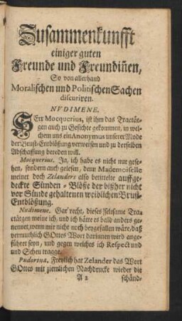 Zusammenkunfft einiger guten Freunde und Freundinen, ...
