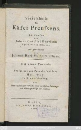 Verzeichniß der Käfer Preußens