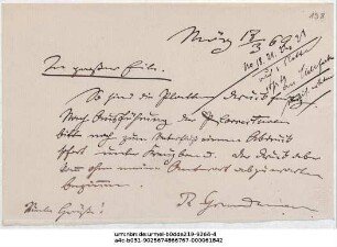 Brief von Reinhold Grundemann an Justus Perthes' Geographische Anstalt  : Mörz , 17.03.1869