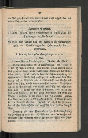 Zweites Capitel. Von einigen öfters vorkommenden krankhaften Erscheinungen im Wochenbette ...