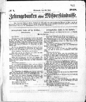 Zeltengedanken ohne Mißverständnisse. N[umer]o 1. (Sammlung Friedlaender)