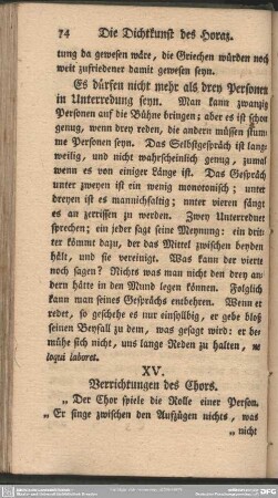XV. Verrichtungen des Chors