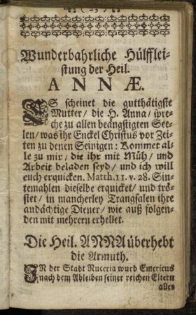 Wunderbahrliche Hülffleistung der Heil. Annæ.