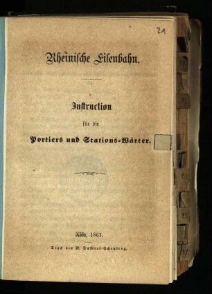 Instruction für die Portiers und Stations-Wärter