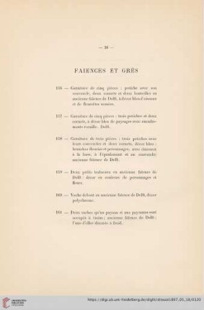Faiences et Grés (Nr. 156 - 170)