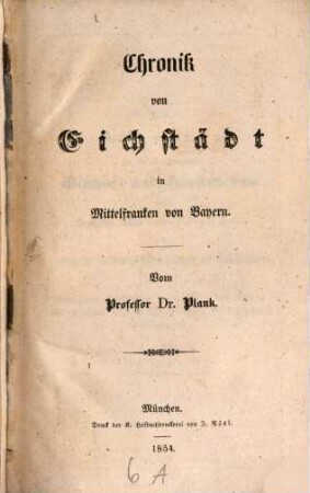 Chronik von Eichstädt in Mittelfranken von Bayern
