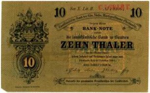 Geldschein, 10 Taler, 10.10.1868