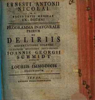 Progr. inaug.I. de deliriis
