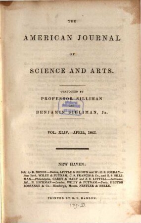 American journal of science : an international earth science journal. 44. 1843