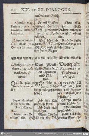 Dialogus vigesimus, de Colo tractando, & nendo