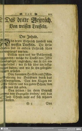 Das dritte Gespäch. Von weissen Teuffeln